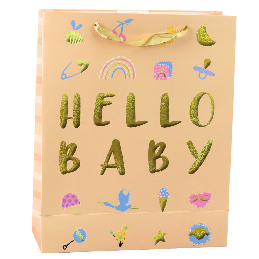 Hello Baby cadeauzakje perzik 32 x 26 x 10cm