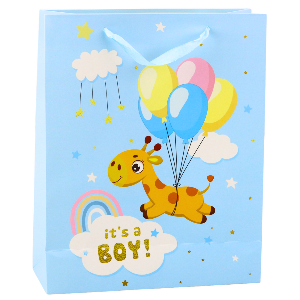 It's A Boy Giraf Cadeautas Blauw 32 x 26 x 10 cm