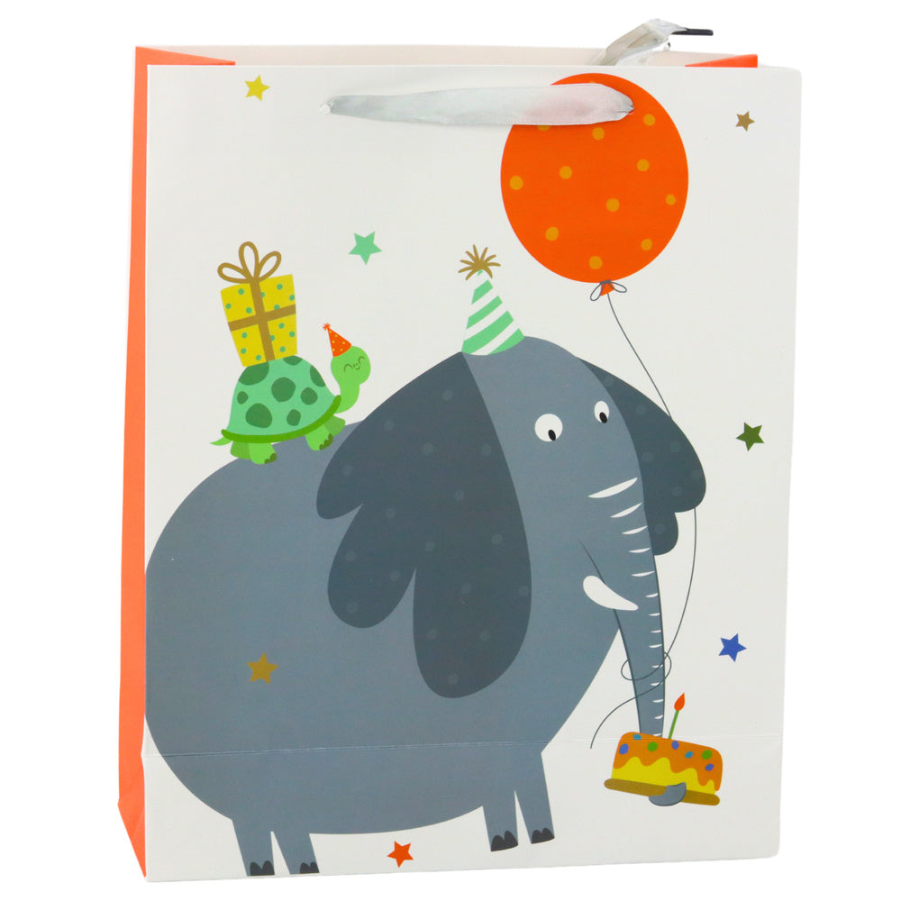 Papieren tas voor de verjaardag van een olifant, 32 x 26 x 12 cm