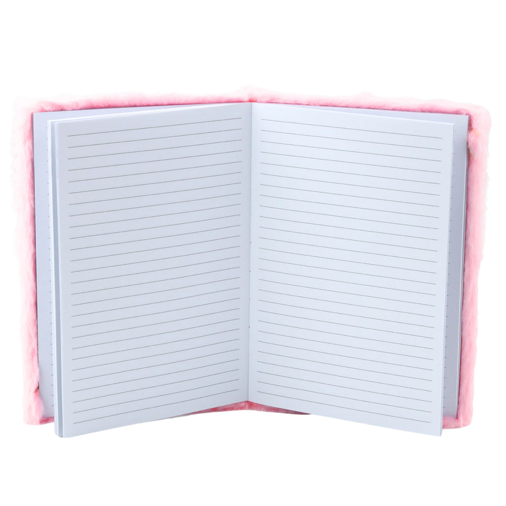 Pluche notitieboek, notitieboek, gelinieerd, kroon met confetti, roze, A5, 80 vel (2)