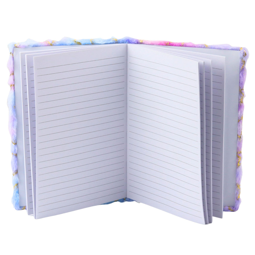 Pluche notitieboek notitieblok gelinieerd goud sterren pastel A5 80 vel (2)