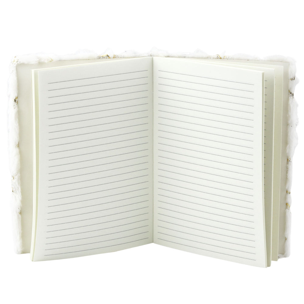 Pluche notitieboek notitieblok gelinieerd goud sterren wit A5 80 vel (2)