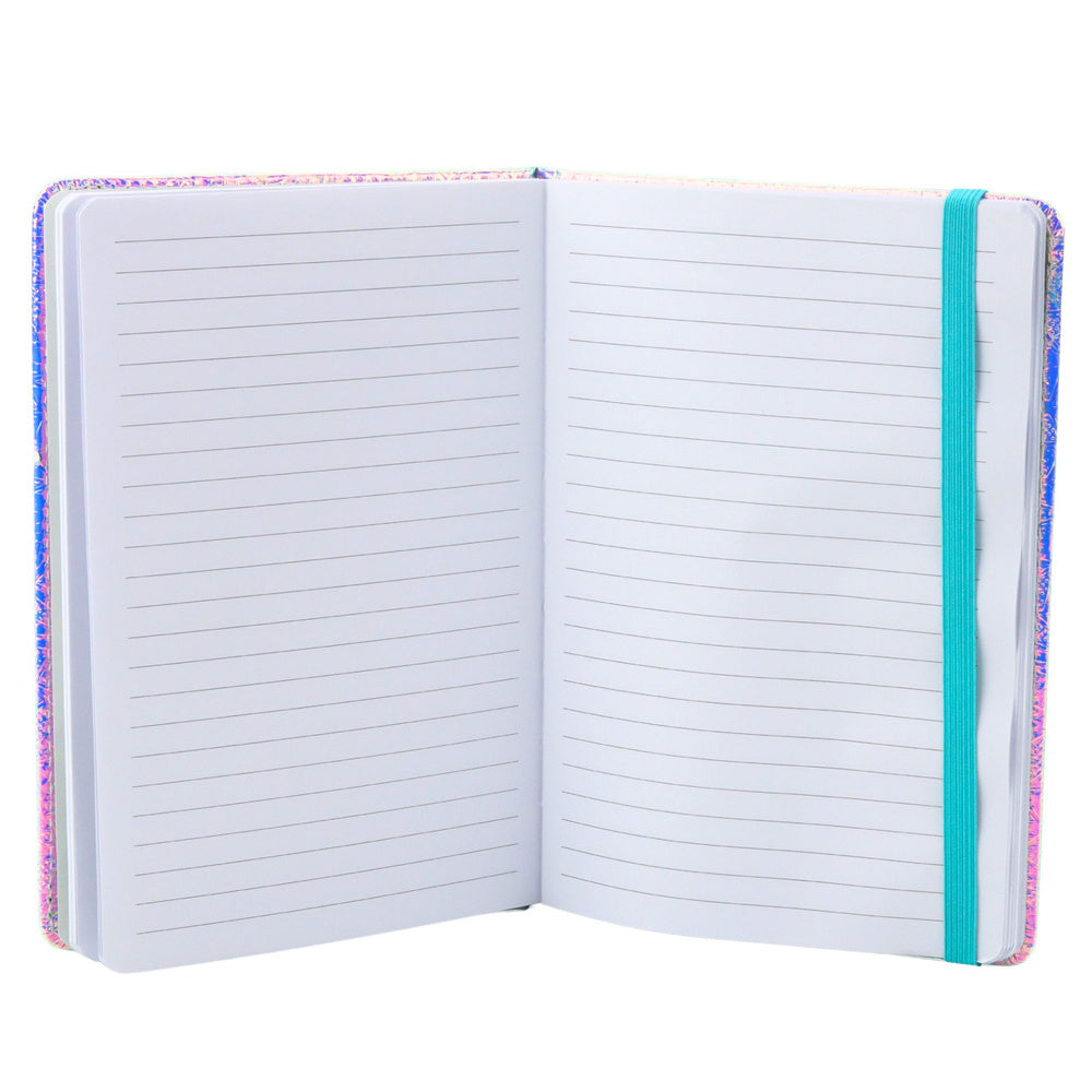 Notitieboek, gelinieerd, schelp met confetti, holografisch, A5, 70 vellen (2)