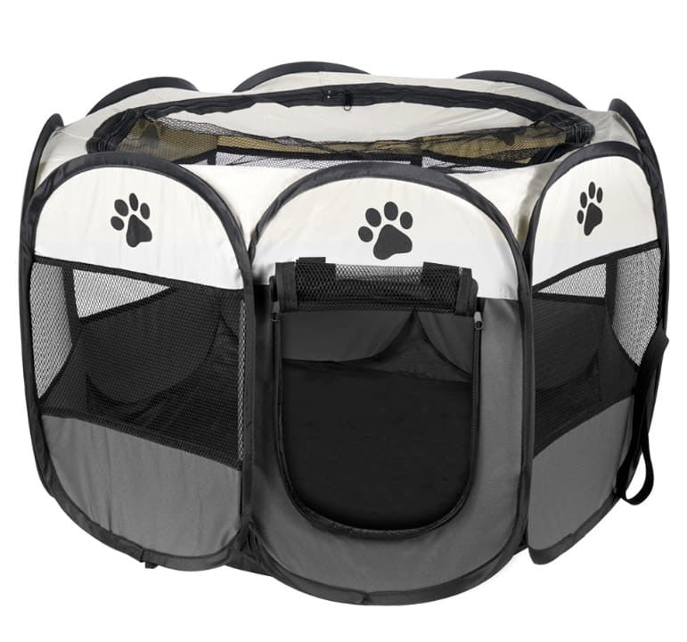 Tierlaufstall für Hunde und Katzen 91x91x58cm – Grau – 25 Stück