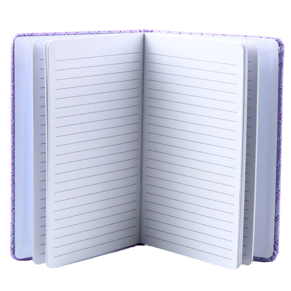 Gelinieerd notitieboek glitter patches paars B6 80 vel (2)