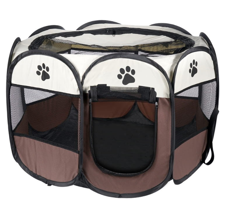 Tierlaufstall für Hunde und Katzen 74x74x43cm – Braun – 20 Stück
