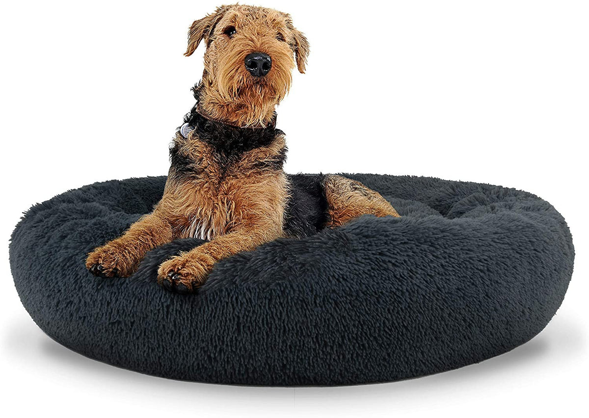 Tierbett Plüsch L 80cm – Dunkelgrau – 9 Stück