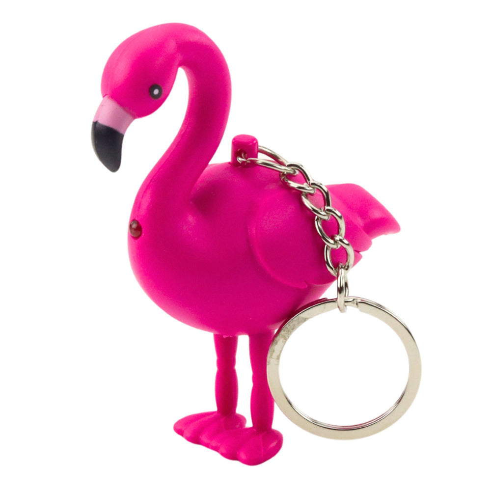 Flamingo rugzak sleutelhanger led geluid roze (2)