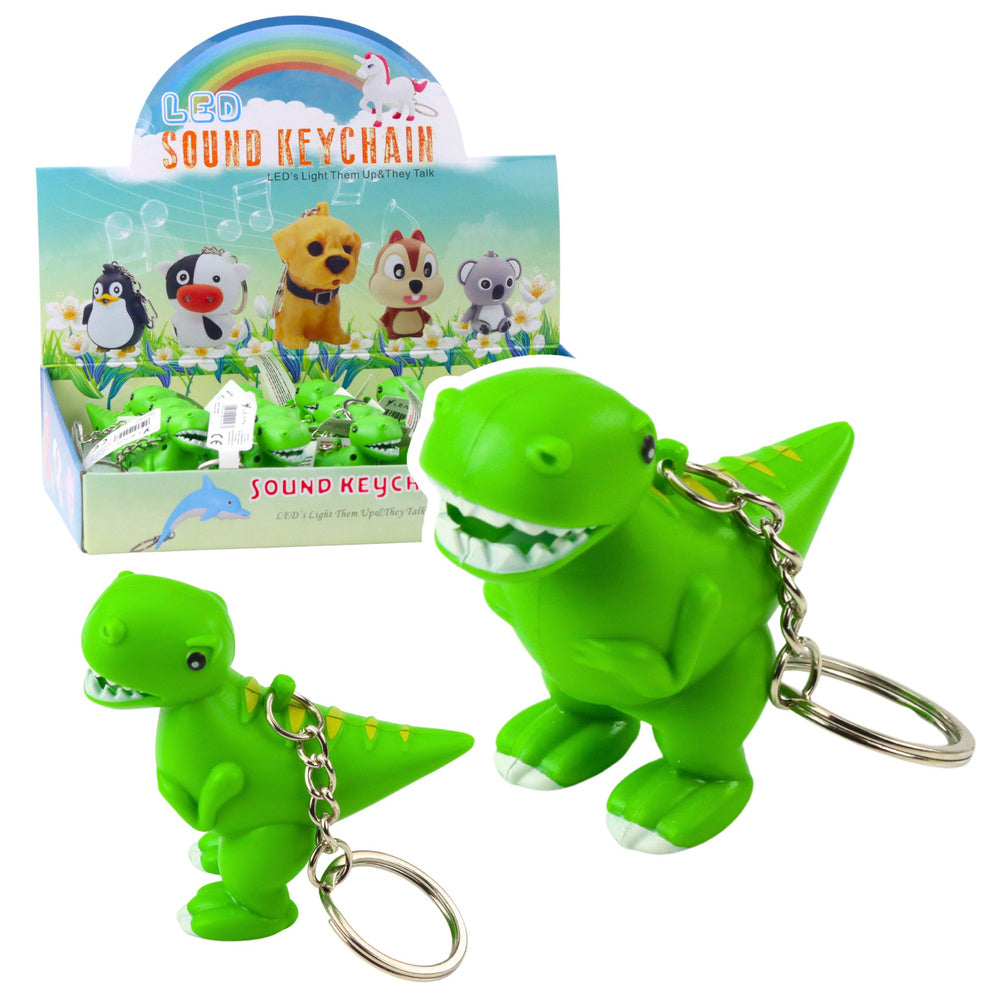Dinosaurus rugzak sleutelhanger LED zaklamp geluiden groen