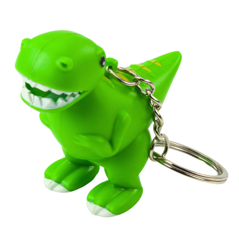 Dinosaurus rugzak sleutelhanger LED zaklamp geluiden groen (2)