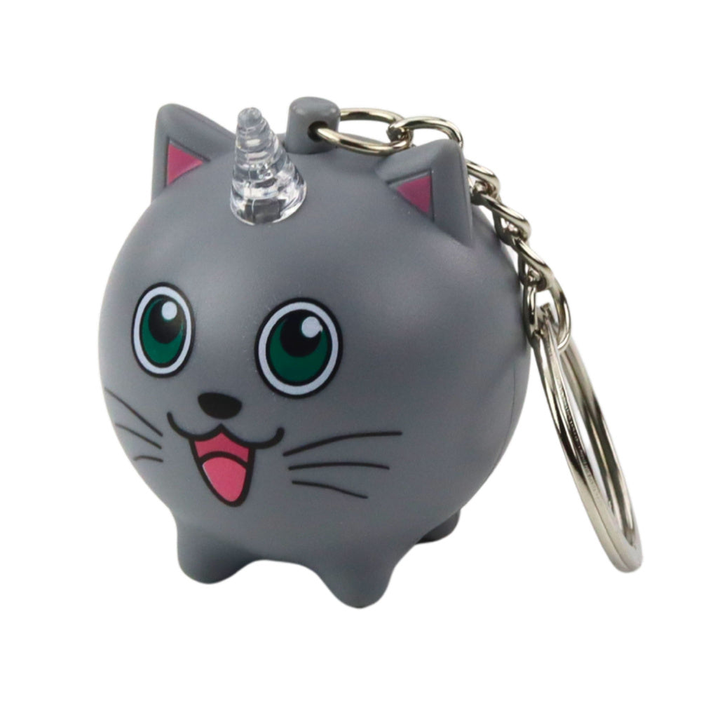 Rugzak sleutelhanger kitten eenhoorn hoorn LED geluiden grijs (2)