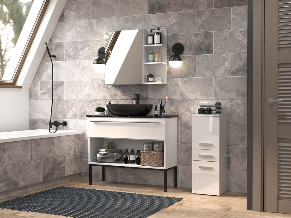 Badezimmer-Hochschrank Nel V DDS WEISS HOCHGLANZ – Produktabbildung 2