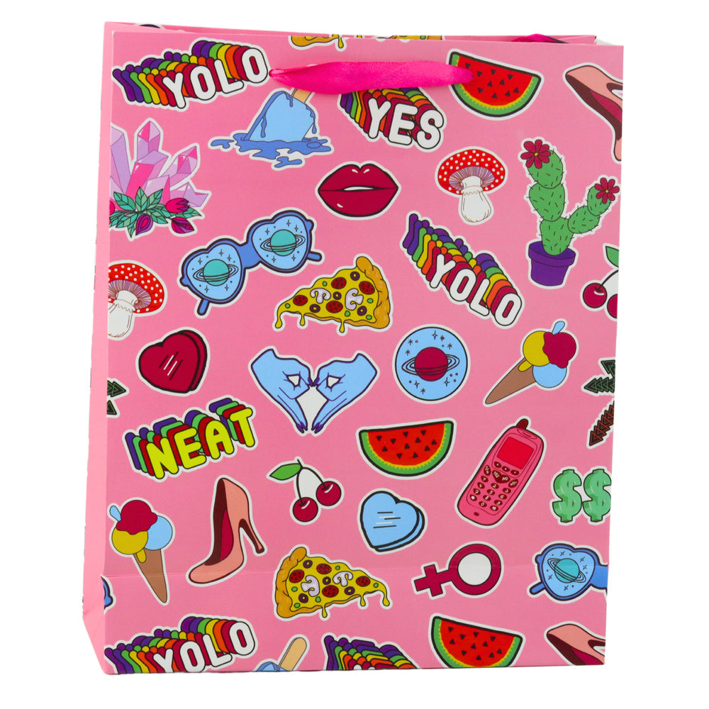 Stickers voor cadeauzakjes, kleurrijke stempels, 32 x 26 x 12 cm (2)