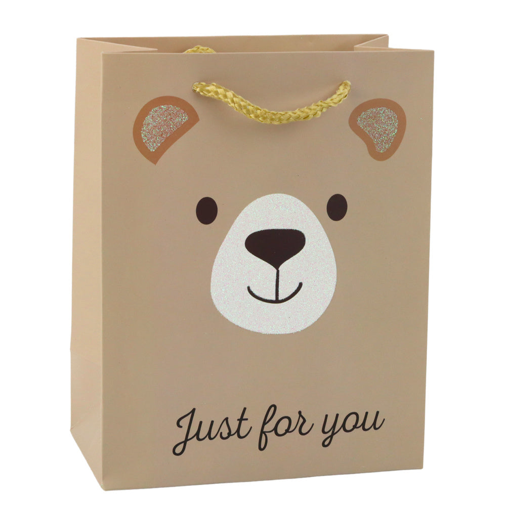 Glanzende papieren cadeautas met dierenthema, 23 x 18 x 10,5 cm (2)