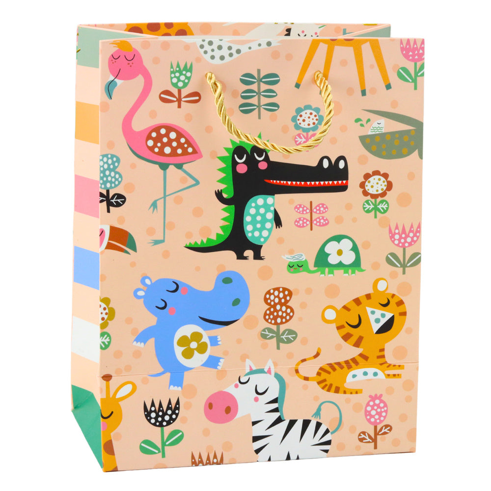 Papieren cadeauzakje met safaridieren, 23 x 18 x 10,5 cm (2)