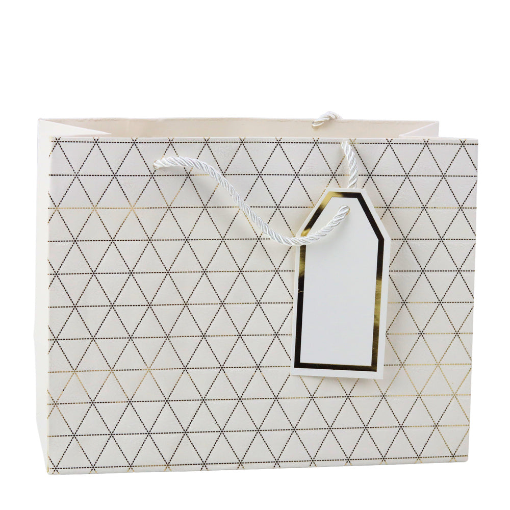 Geometrische cadeautas met gouden lijnen, 23 x 18 x 10 cm (2)