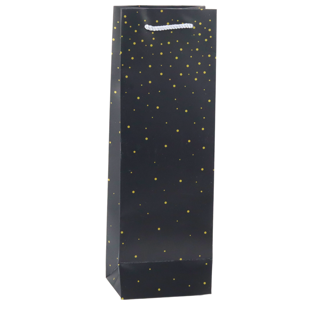 Cadeautas voor wijnflessen, papier, gouden stippen, 35 x 12 x 9 cm (2)