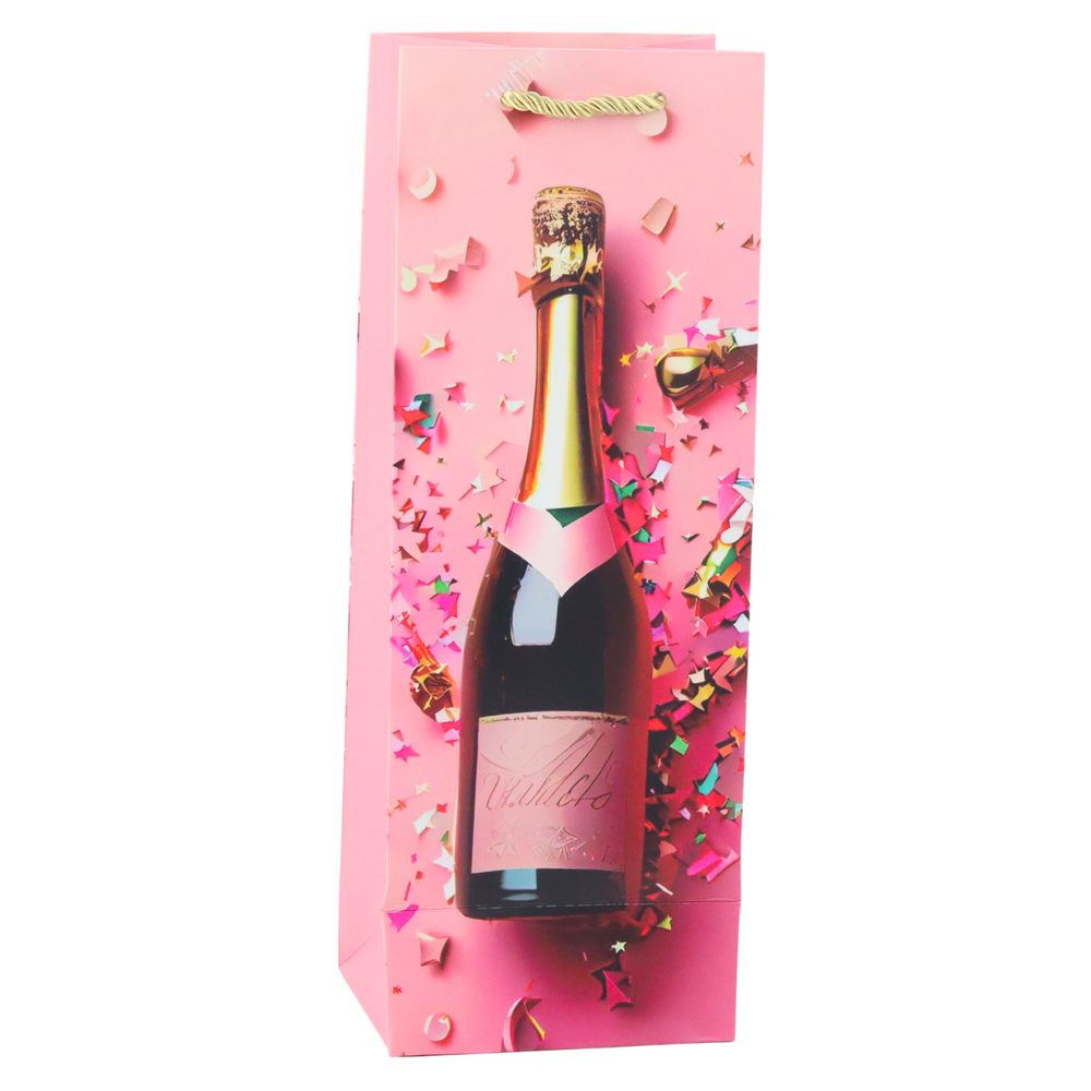 Papieren cadeauzakje voor een champagnefles, pastelkleuren, 35 x 12 x 9 cm (2)