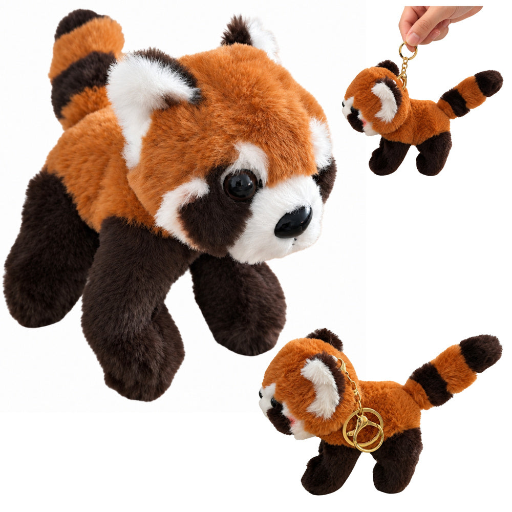 Pluche rode panda mascotte sleutelhanger ring karabijnhaak 13cm