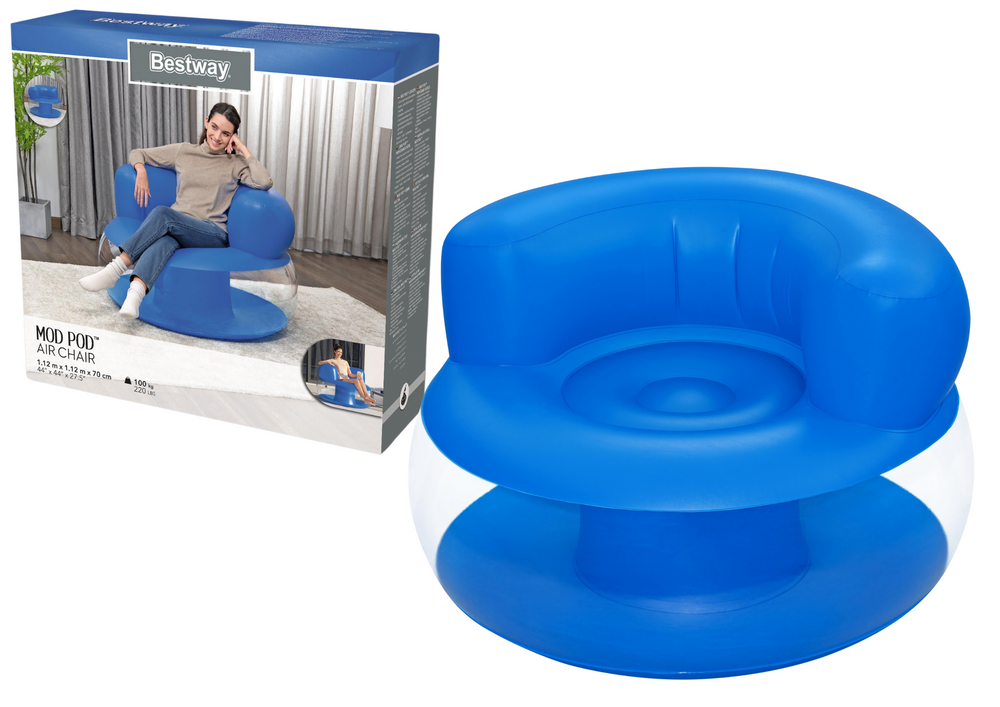 Opblaasbare blauwe stoel 112 x 112 x 70 cm Bestway 75138