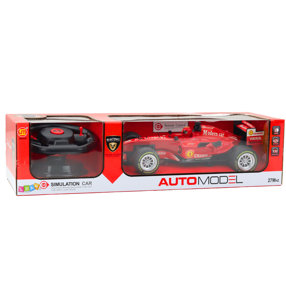 RC-bestuurbare racewagen stuurwiel lichten geluiden 1:12 rood (5)