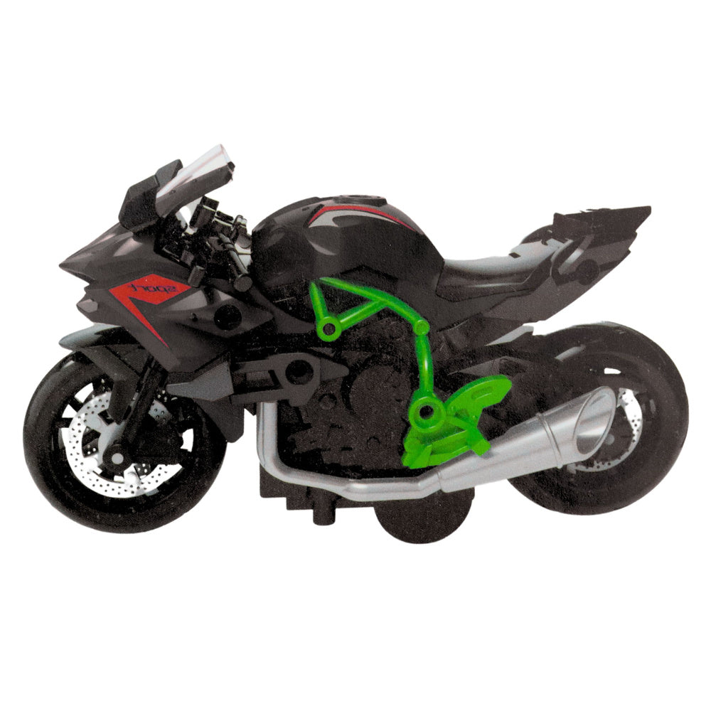 Motorfiets om in elkaar te zetten, schroeven, metaal, 1:14, DIY, groen-zwart (2)