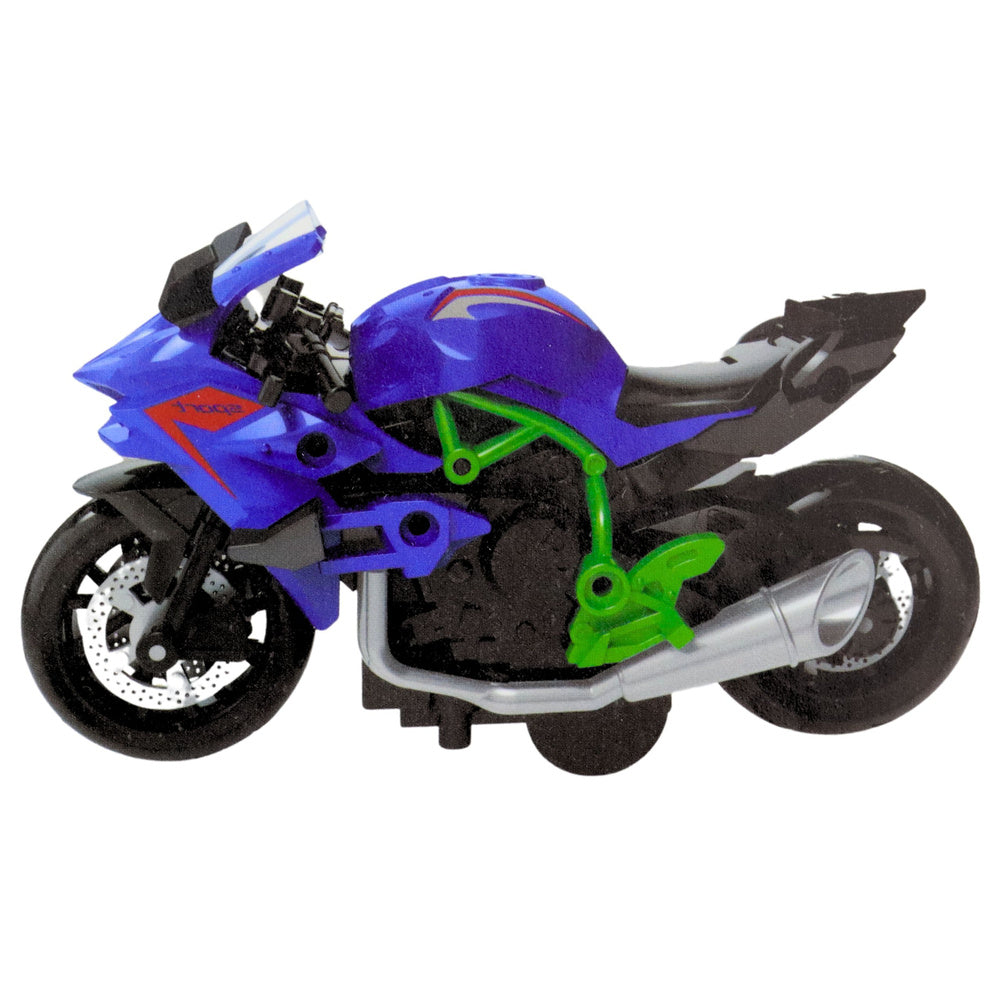 Motorfiets om in elkaar te zetten, schroeven, metaal, 1:14, DIY, groen-blauw (2)