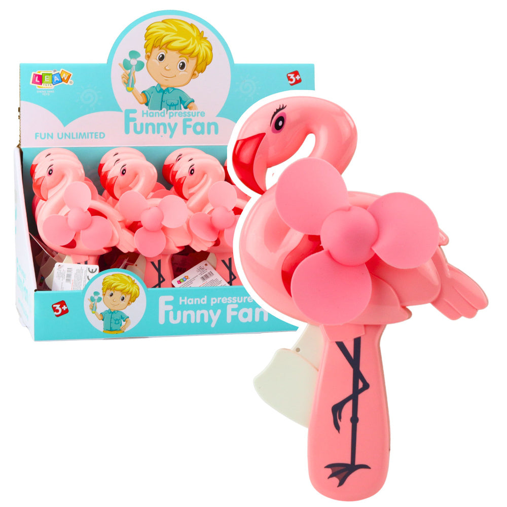 Mechanische handventilator met windmolen voor kinderen, flamingo, roze