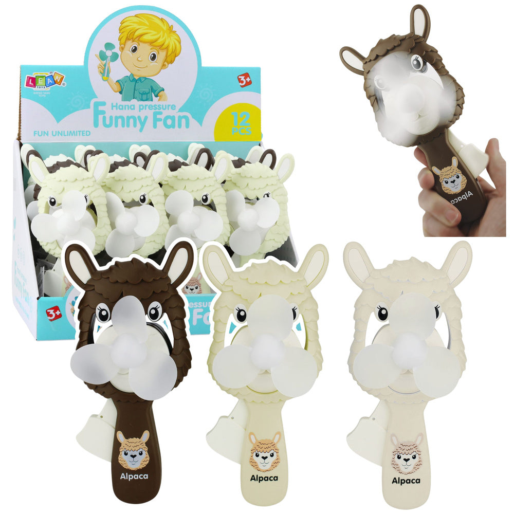 Mechanische handwaaier met windmolentje voor kinderen, alpaca-mix