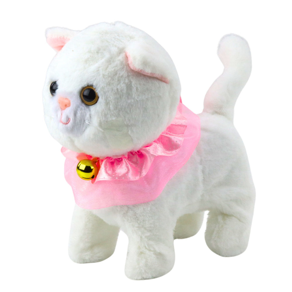 Interactief kitten aan de lijn, roze ruches, Tinkerbell loopt en miauwt