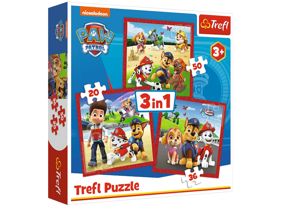 3-in-1 puzzel Happy Dogs Paw Patrol Trefl 34867