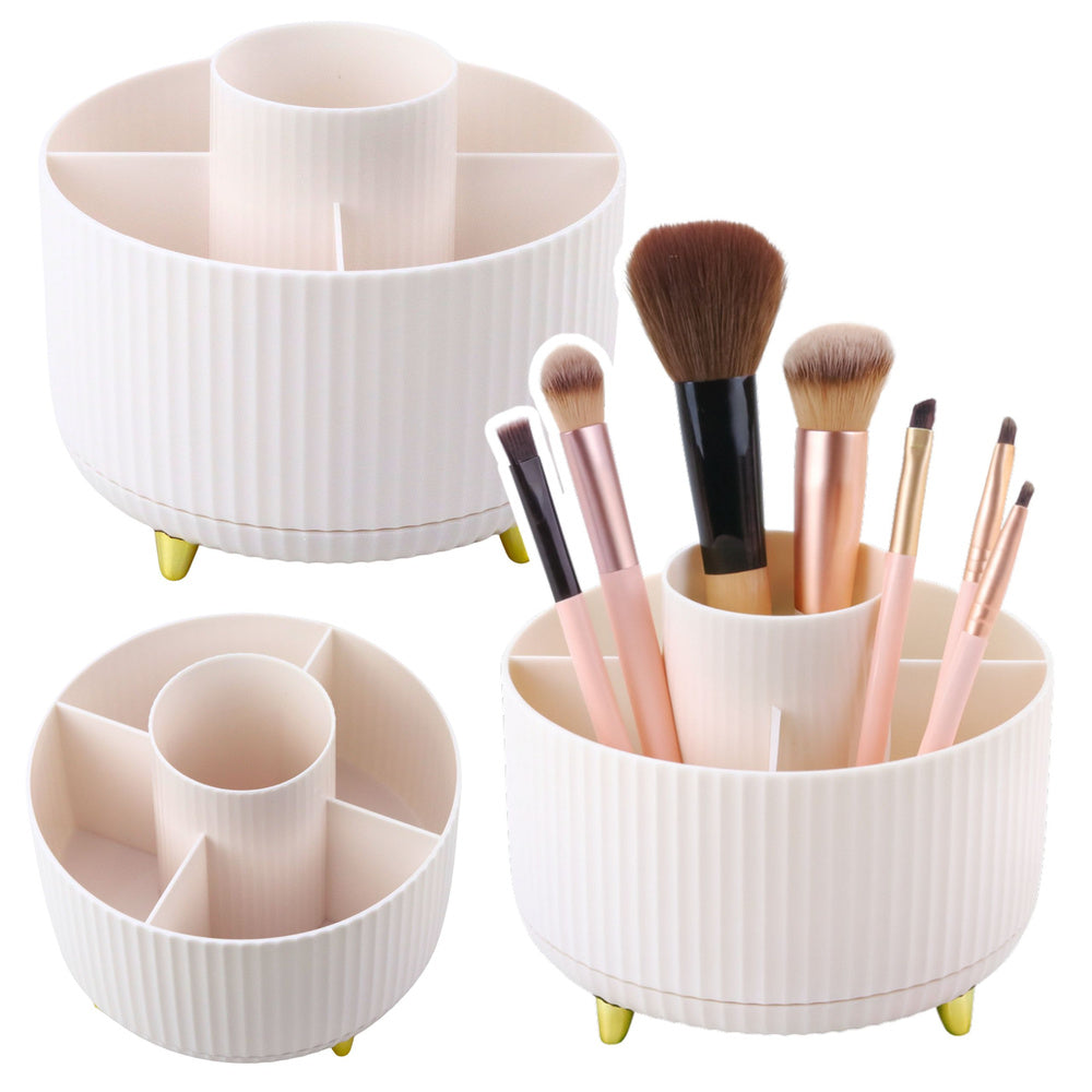 360° draaibare cosmetica-penseelorganizer met 5 vakken, wit