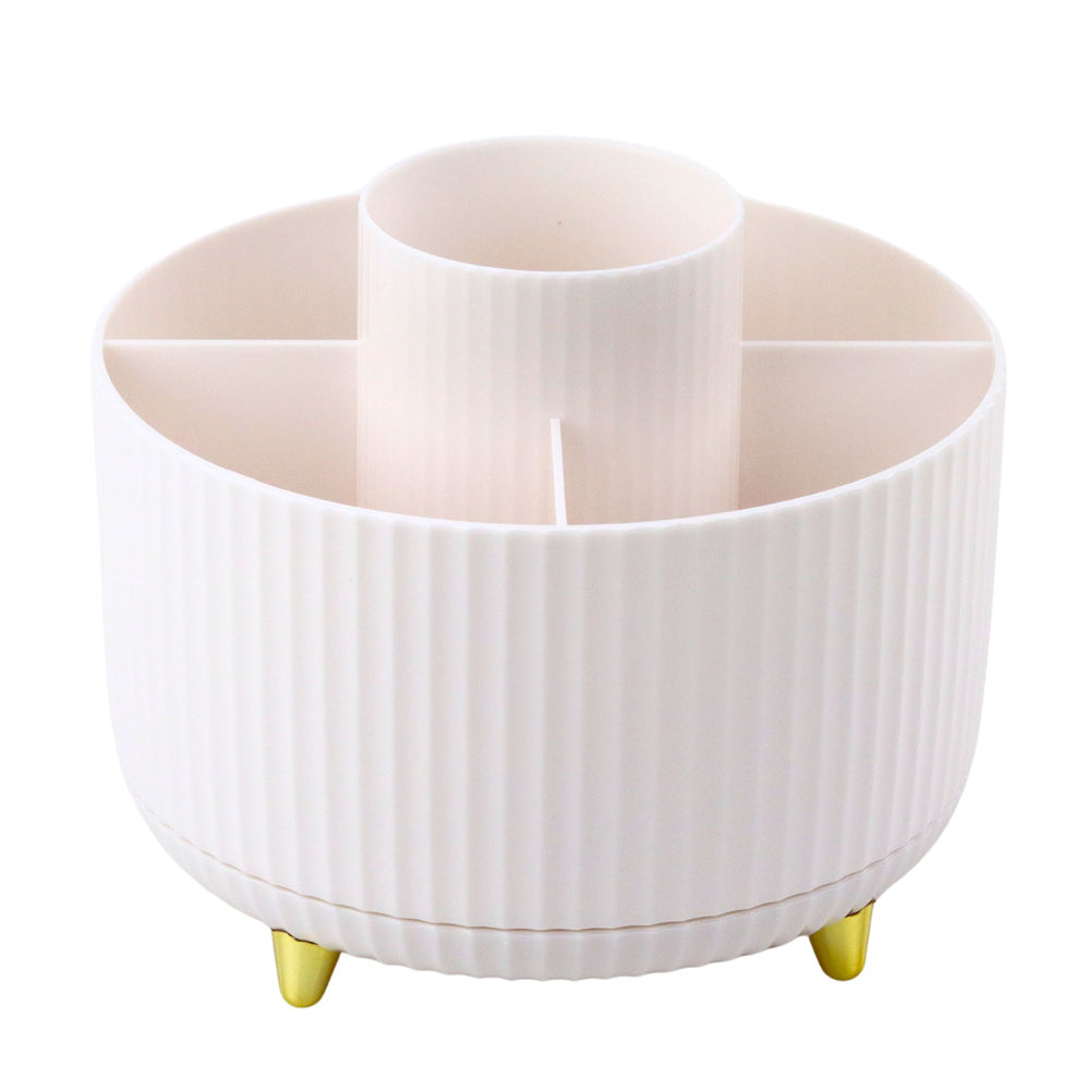 360° draaibare cosmetica-penseelorganizer met 5 vakken, wit (2)