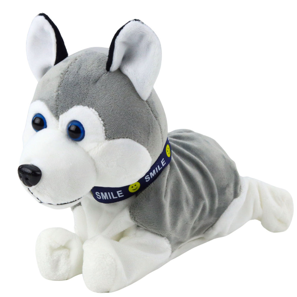 Interactieve pluche husky op batterijen die beweegt en geluid maakt