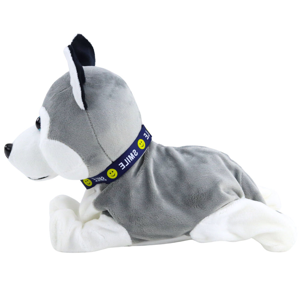 Interactieve pluche husky op batterijen die beweegt en geluid maakt