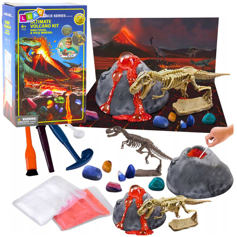 Educatieve set: Vulkanausbarstings-experiment dinosaurus
