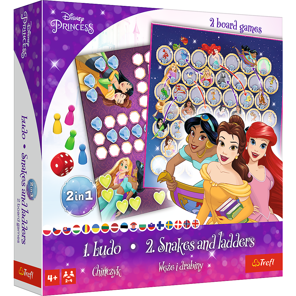 2-in-1 spel Chinees schaken / Slangen en ladders - Disney Princess Trefl 02418