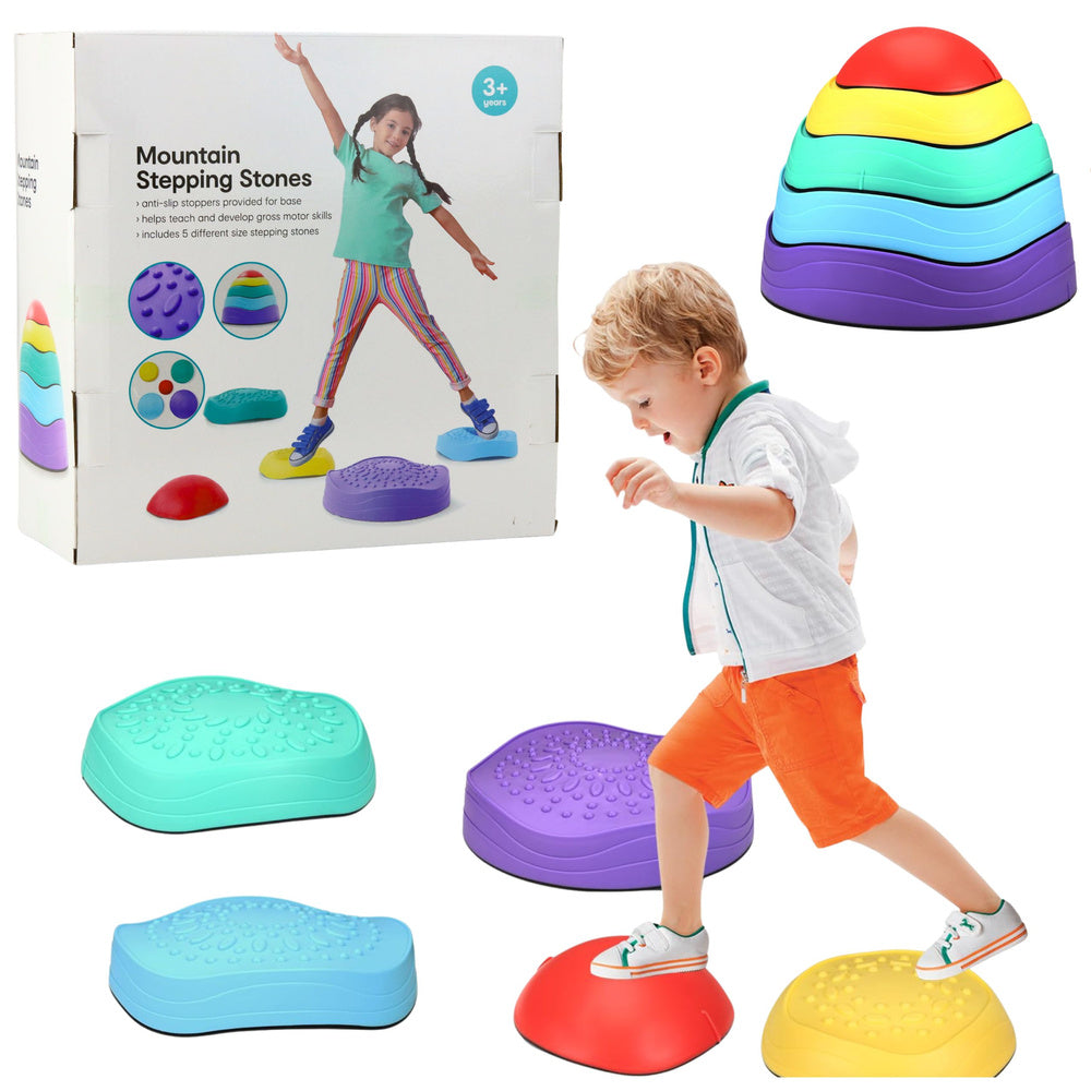 Zintuiglijk pad balanceerstenen voor kinderen gekleurd 5 st