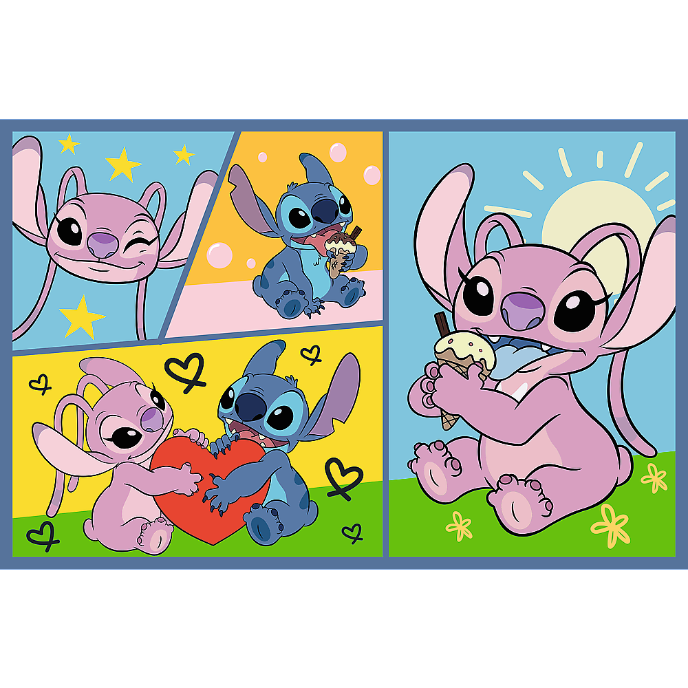 Puzzel 2x70 Met Stitch is er geen moment van verveling Disney Lilo Stitch Trefl 34444 (2)