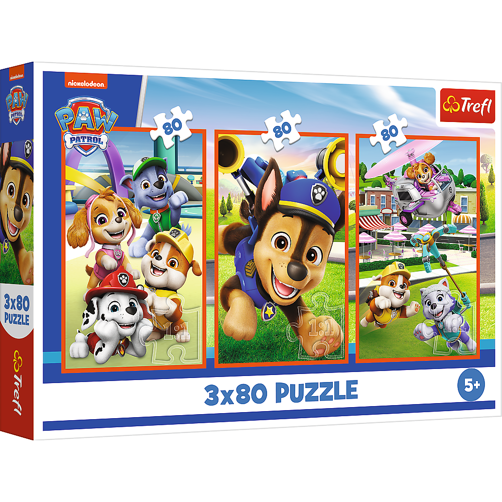Puzzel - 3x80 - Hondenroedel Paw Patrol Trefl 34886
