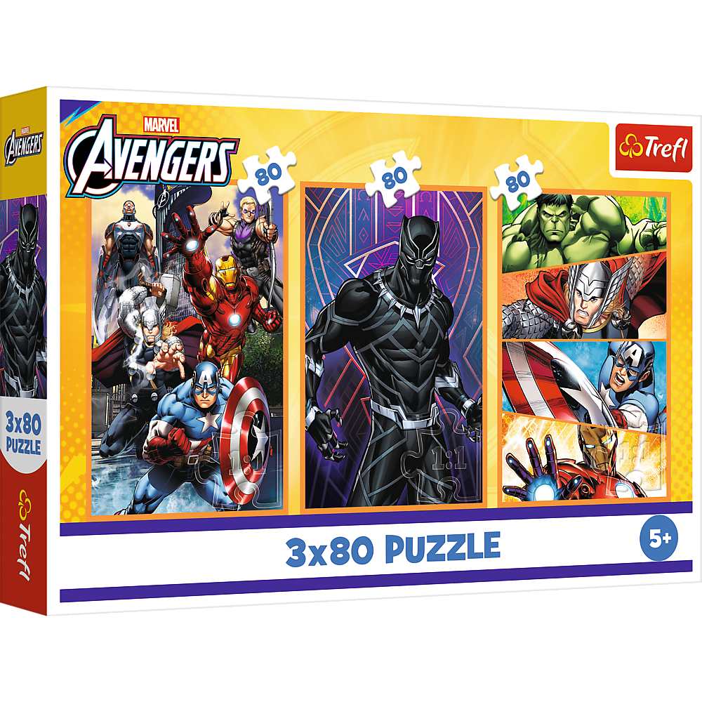 Puzzel - 3x80 - Dagen vol actie - Disney Marvel The Avengers Trefl 34883