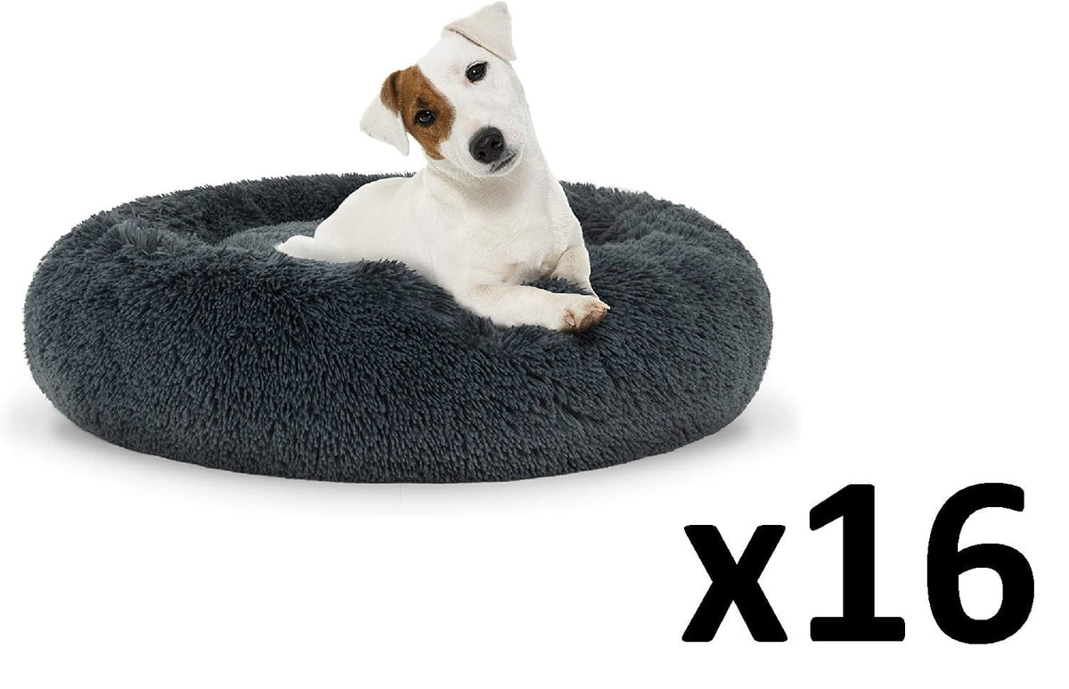 Tierbett Plüsch M 60cm – Dunkelgrau – 16 Stück