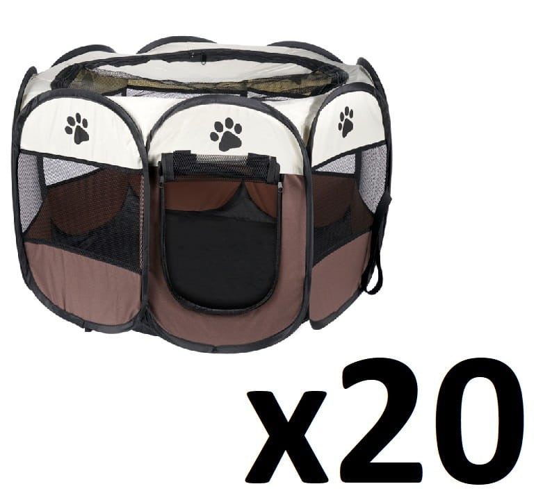 Tierlaufstall für Hunde und Katzen 74x74x43cm – Braun – 20 Stück
