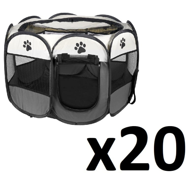 Tierlaufstall für Hunde und Katzen 74x74x43cm – Grau – 20 Stück