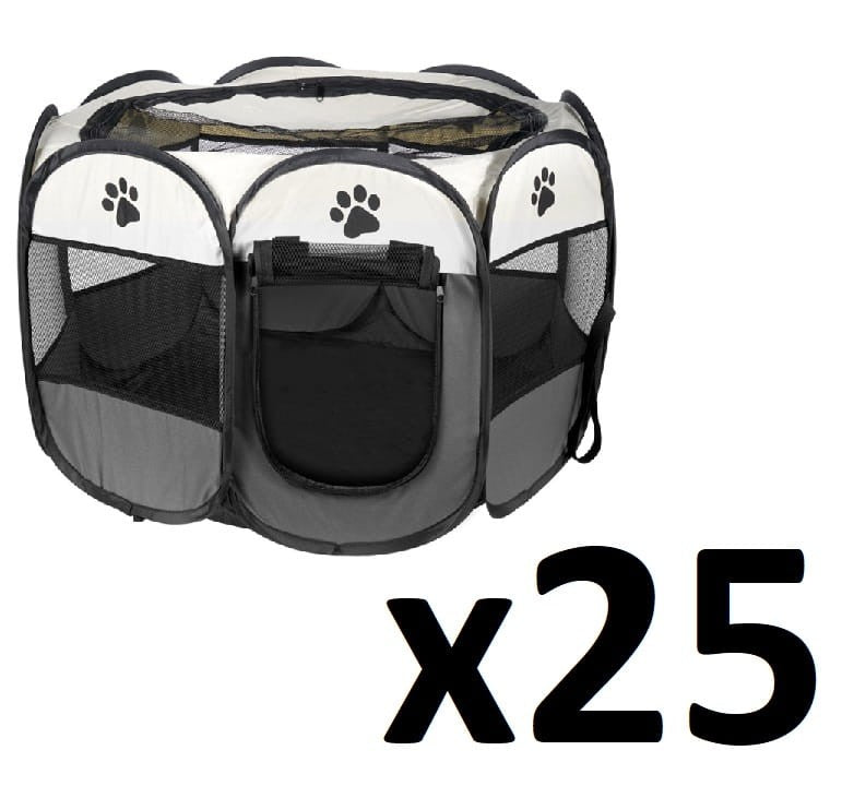 Tierlaufstall für Hunde und Katzen 91x91x58cm – Grau – 25 Stück