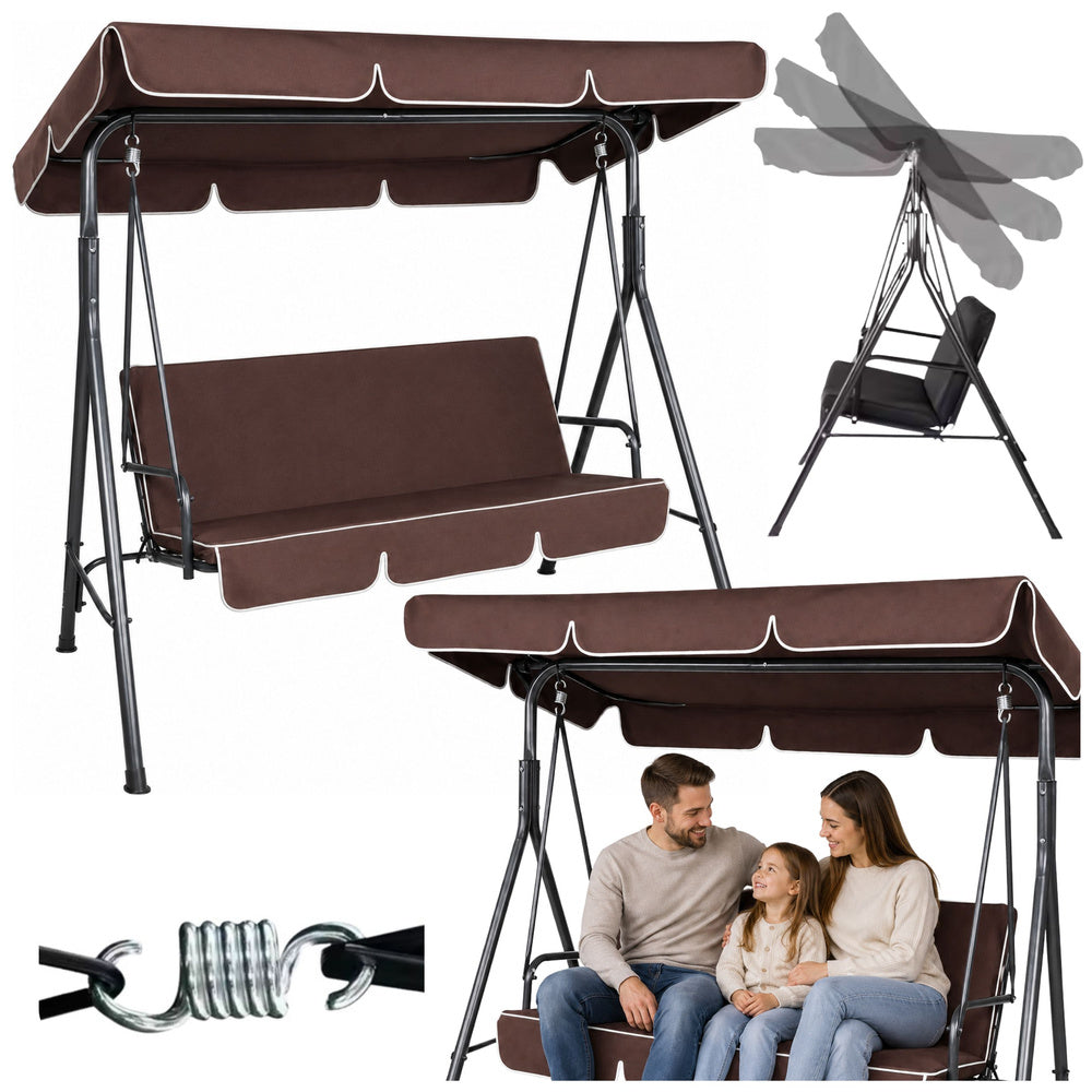 Driepersoons tuinschommel schommelkussen matras bruin
