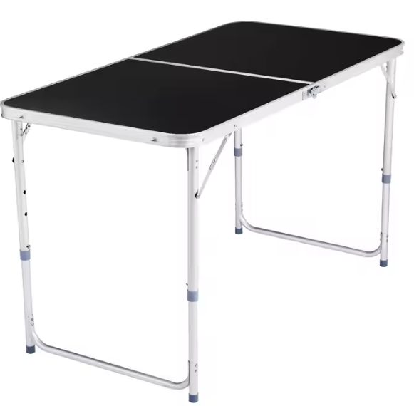 Opvouwbare campingtafel verstelbaar aluminium zwart 120x60cm (2)