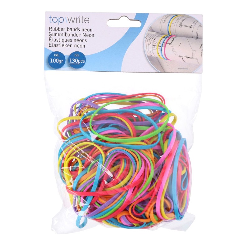 Topwrite - Neonkleurige elastiekjes 130 st