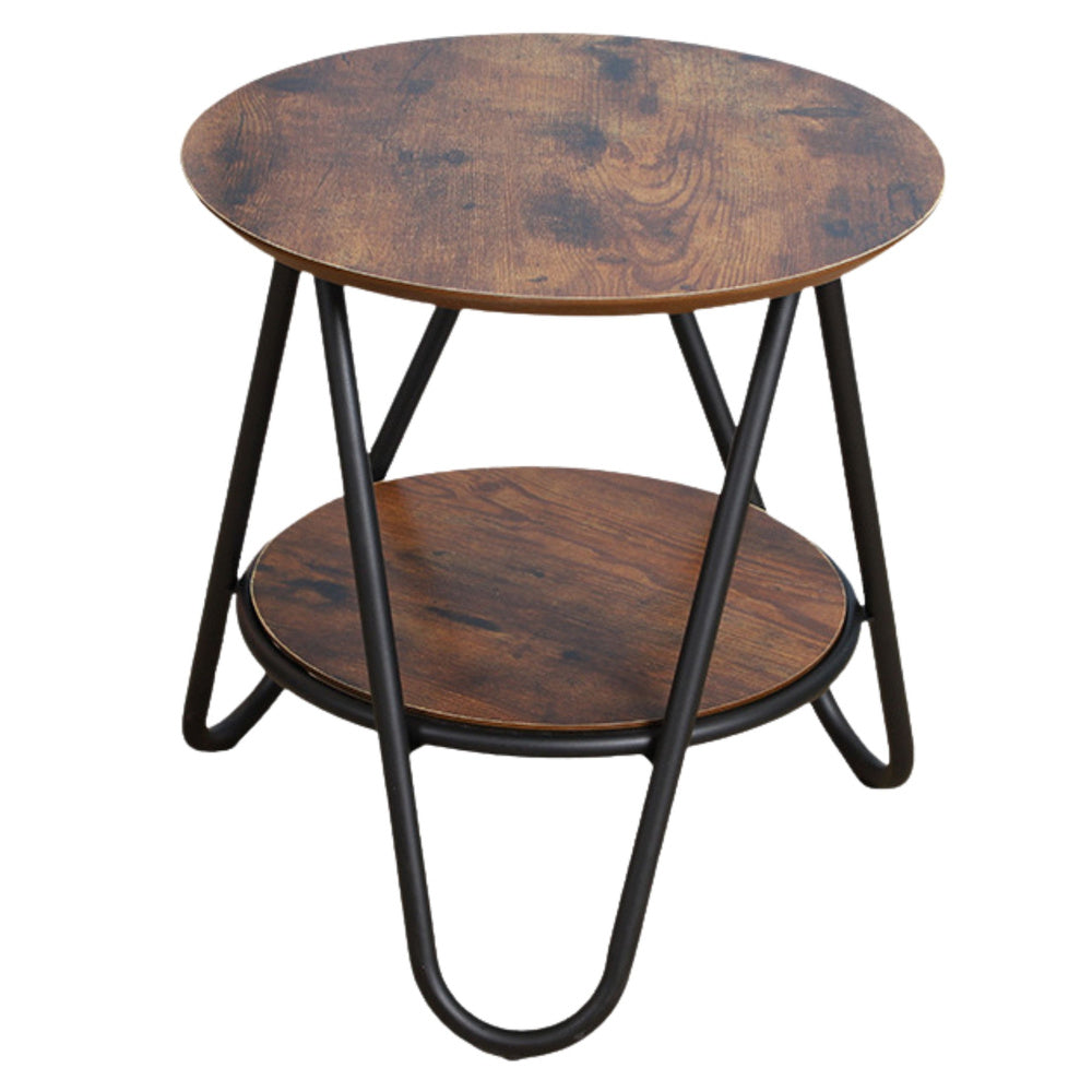 Ronde salontafel met extra legplank, industrieel vintage, 40x42cm (2)