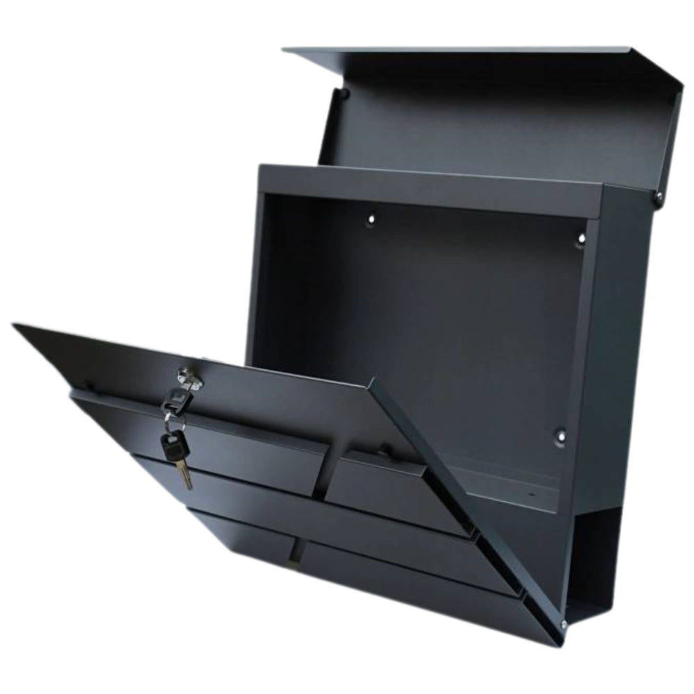 Grote brievenbus voor brieven en kranten, antraciet, 37x37x11 cm (2)